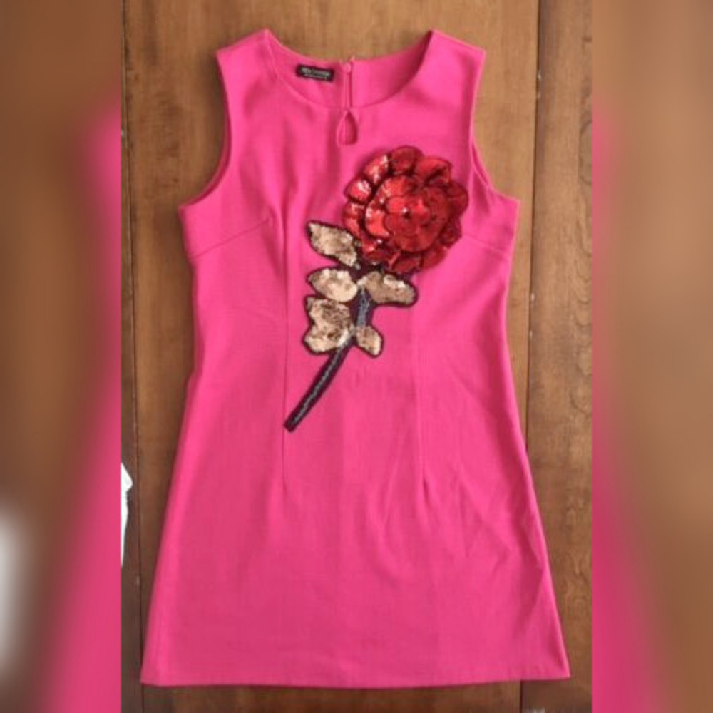 MOD EMBELLISHED SLEEVELESS SHEATH DRESS Hot Pink